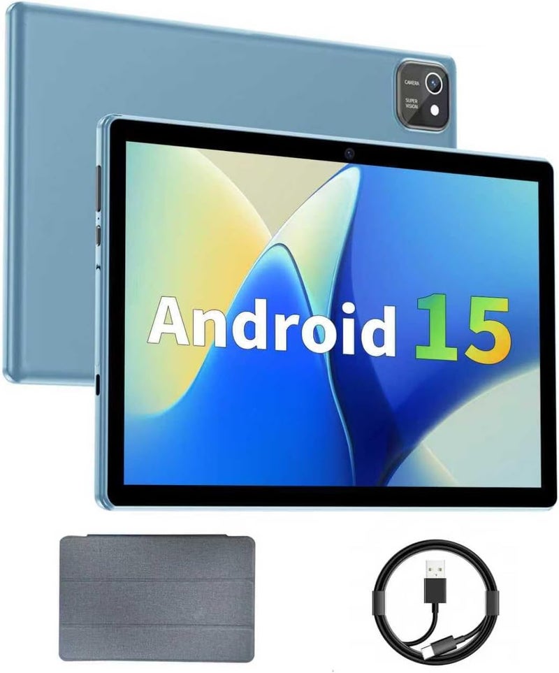 aiprotablet تابلت 10 بوصة أندرويد 15، 12 جيجابايت رام 64 جيجابايت روم 1 تيرابايت قابل للتوسيع، معالج رباعي النواة، شاشة تعمل باللمس LCD 1280x800، واي فاي 5، كاميرا مزدوجة، بلوتوث 5.0، بطارية 6000 مللي أمبير (أزرق) - Image 1